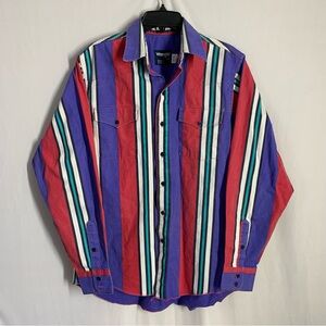 Vintage Wrangler  Men's Brush-popper Western Shirt-Size 16